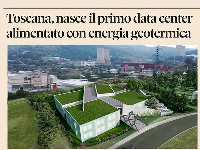articolo Toscana, nasce il primo data center alimentato con energia geotermica